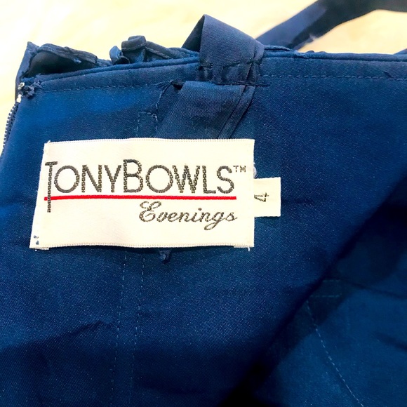 Authentic Tony Bowls Navy sequined Evening Dress Size 4 - Picture 2 of 14